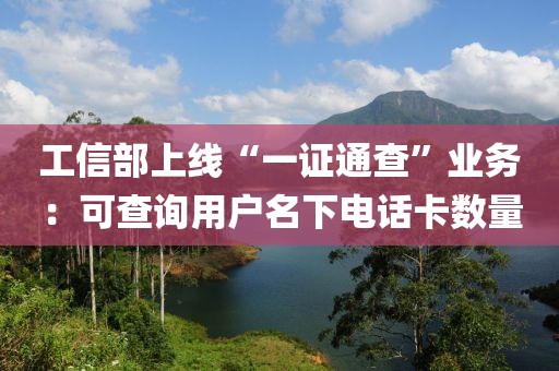 工信部上線“一證通查”業(yè)務(wù)：可查詢用戶名下電話卡數(shù)量
