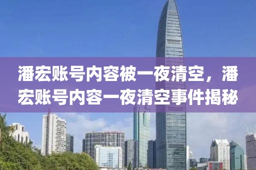 潘宏賬號內(nèi)容被一夜清空，潘宏賬號內(nèi)容一夜清空事件揭秘