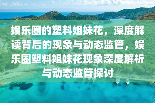 娛樂圈的塑料姐妹花，深度解讀背后的現(xiàn)象與動態(tài)監(jiān)管，娛樂圈塑料姐妹花現(xiàn)象深度解析與動態(tài)監(jiān)管探討