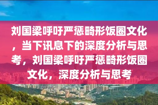 劉國梁呼吁嚴(yán)懲畸形飯圈文化，當(dāng)下訊息下的深度分析與思考，劉國梁呼吁嚴(yán)懲畸形飯圈文化，深度分析與思考