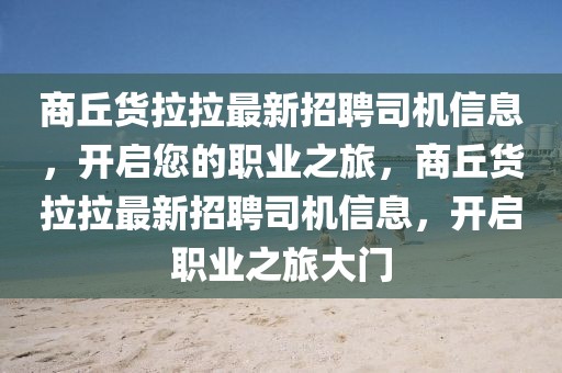 商丘貨拉拉最新招聘司機信息，開啟您的職業(yè)之旅，商丘貨拉拉最新招聘司機信息，開啟職業(yè)之旅大門