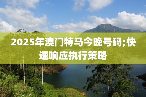 2025年澳門特馬今晚號(hào)碼;快速響應(yīng)執(zhí)行策略