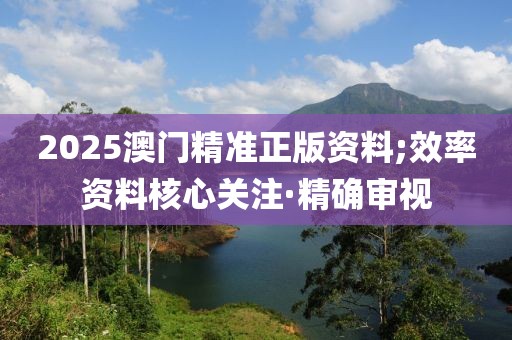 2025澳門精準正版資料;效率資料核心關(guān)注·精確審視