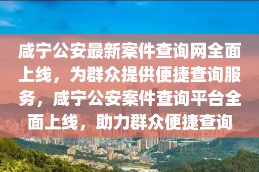 咸寧公安最新案件查詢網(wǎng)全面上線，為群眾提供便捷查詢服務(wù)，咸寧公安案件查詢平臺(tái)全面上線，助力群眾便捷查詢