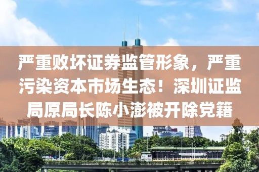 嚴(yán)重?cái)淖C券監(jiān)管形象，嚴(yán)重污染資本市場生態(tài)！深圳證監(jiān)局原局長陳小澎被開除黨籍