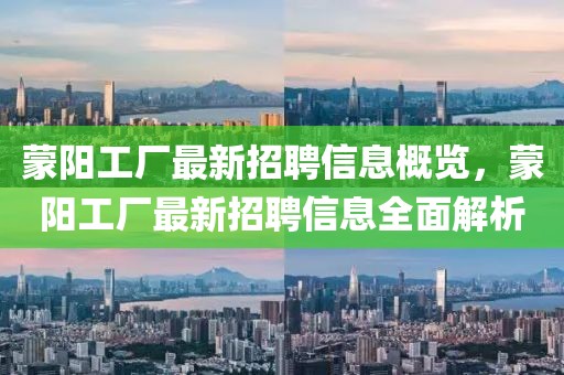 蒙陽工廠最新招聘信息概覽，蒙陽工廠最新招聘信息全面解析