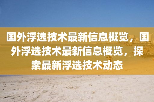國(guó)外浮選技術(shù)最新信息概覽，國(guó)外浮選技術(shù)最新信息概覽，探索最新浮選技術(shù)動(dòng)態(tài)