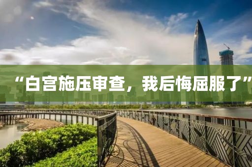 “白宮施壓審查，我后悔屈服了”