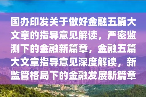 國辦印發(fā)關(guān)于做好金融五篇大文章的指導(dǎo)意見解讀，嚴(yán)密監(jiān)測下的金融新篇章，金融五篇大文章指導(dǎo)意見深度解讀，新監(jiān)管格局下的金融發(fā)展新篇章
