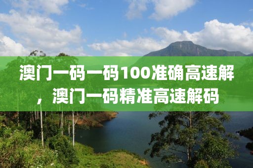 澳門一碼一碼100準(zhǔn)確高速解，澳門一碼精準(zhǔn)高速解碼