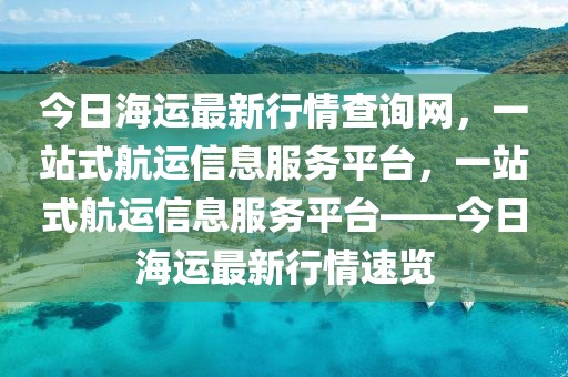 今日海運最新行情查詢網(wǎng)，一站式航運信息服務(wù)平臺，一站式航運信息服務(wù)平臺——今日海運最新行情速覽