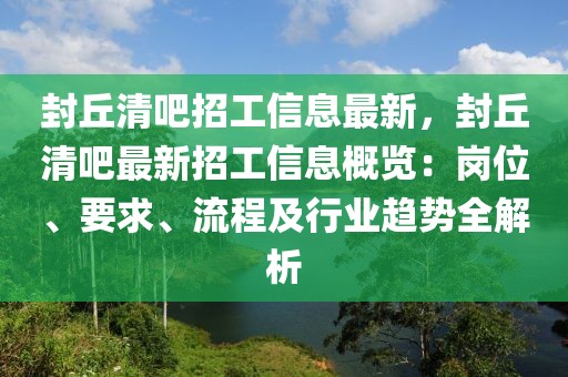 封丘清吧招工信息最新，封丘清吧最新招工信息概覽：崗位、要求、流程及行業(yè)趨勢(shì)全解析