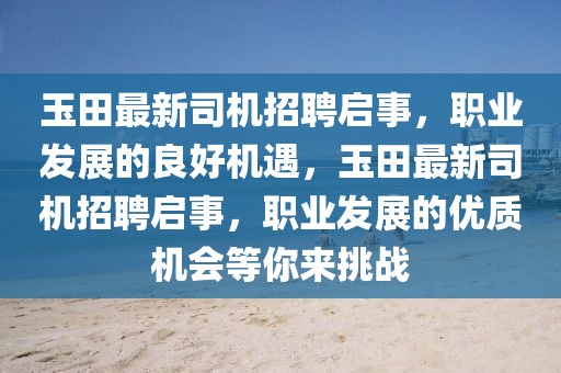 玉田最新司機(jī)招聘啟事，職業(yè)發(fā)展的良好機(jī)遇，玉田最新司機(jī)招聘啟事，職業(yè)發(fā)展的優(yōu)質(zhì)機(jī)會(huì)等你來(lái)挑戰(zhàn)