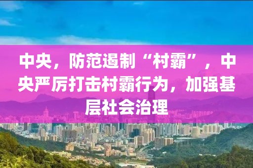 中央，防范遏制“村霸”，中央嚴(yán)厲打擊村霸行為，加強(qiáng)基層社會(huì)治理