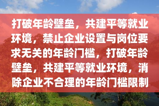 打破年齡壁壘，共建平等就業(yè)環(huán)境，禁止企業(yè)設(shè)置與崗位要求無關(guān)的年齡門檻，打破年齡壁壘，共建平等就業(yè)環(huán)境，消除企業(yè)不合理的年齡門檻限制