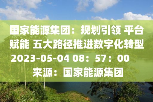 國家能源集團(tuán)：規(guī)劃引領(lǐng) 平臺(tái)賦能 五大路徑推進(jìn)數(shù)字化轉(zhuǎn)型2023-05-04 08：57：00      來源：國家能源集團(tuán)
