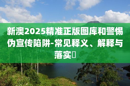 新澳2025精準(zhǔn)正版圖庫和警惕偽宣傳陷阱-常見釋義、解釋與落實(shí)?