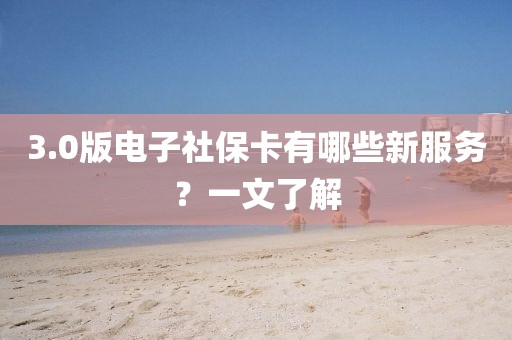 3.0版電子社?？ㄓ心男┬路?wù)？一文了解