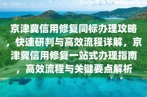 京津冀信用修復(fù)同標(biāo)辦理攻略，快速研判與高效流程詳解，京津冀信用修復(fù)一站式辦理指南，高效流程與關(guān)鍵要點(diǎn)解析